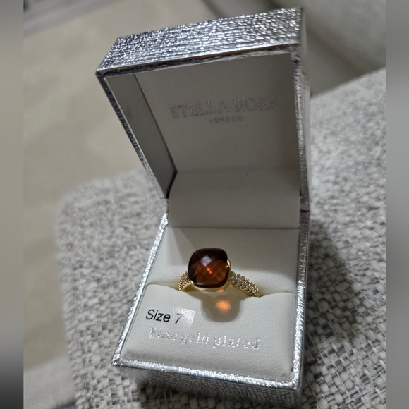 Stella & Dot Gold Ring with Rich Brown Stone Size 7 - Picture 3 of 9